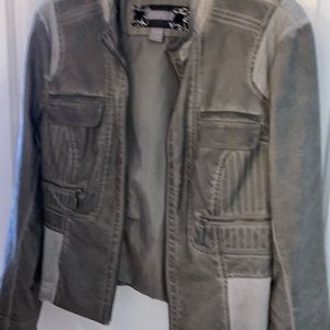 Gray Leather Jacket Sz Med